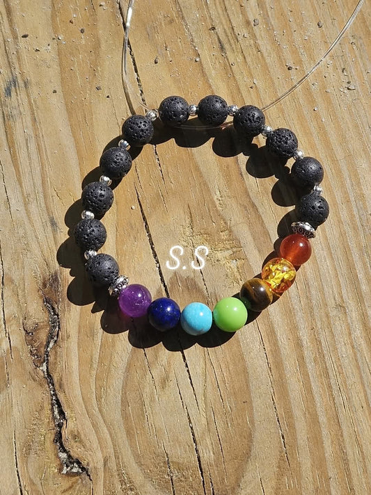 7chakra bracelet with silver spacers